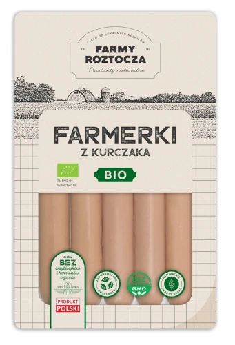 parówki farmerki z kurczaka bio 250 g ekologiczne parówki drobiowe